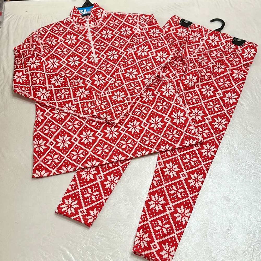 PolarMax (3) BASELAYER SET - Red Snowflake print